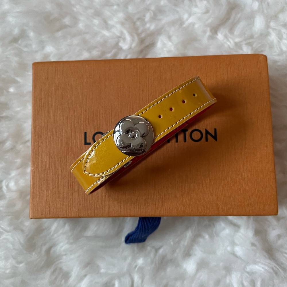 Louis Vuitton Yellow Vernis Flower Snap Bracelet